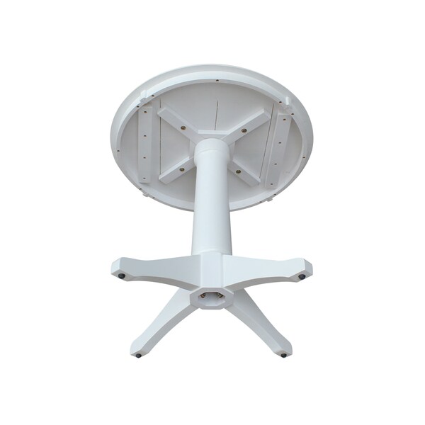 International Concepts Round 30 in Round Top Pedestal Table, 28.9 inH, White, 30 in W, 30 in L, 29.9 in H, Wood, White - K08-30RT-27B