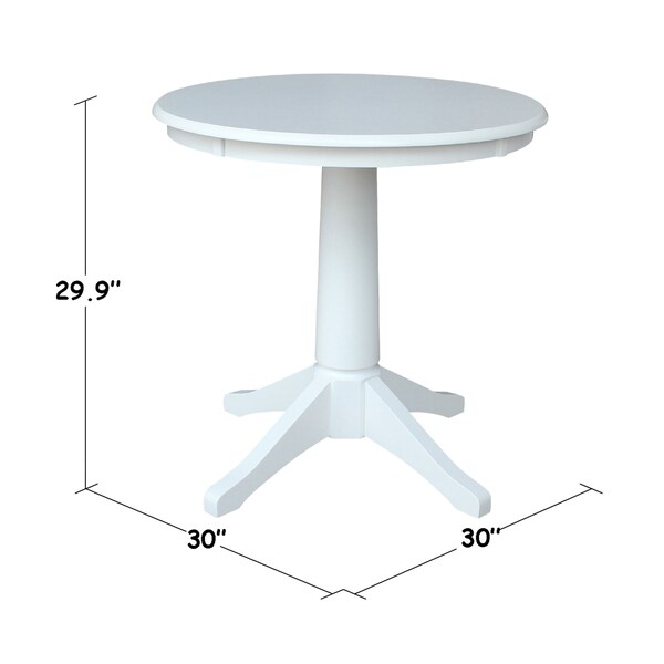 International Concepts Round 30 in Round Top Pedestal Table, 28.9 inH, White, 30 in W, 30 in L, 29.9 in H, Wood, White - K08-30RT-27B