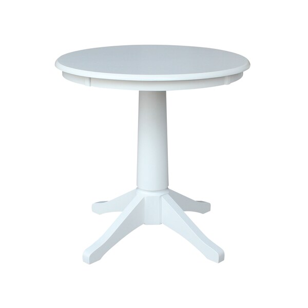 International Concepts Round 30 in Round Top Pedestal Table, 28.9 inH, White, 30 in W, 30 in L, 29.9 in H, Wood, White - K08-30RT-27B