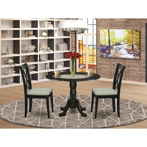 East West Furniture 3 Piece Dublin Dinette Set - Black - DLCL3-BLK-C