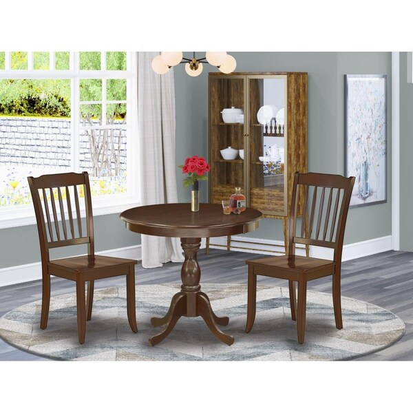 East West Furniture 3 Piece Antique Dinette Set - Mahogany - AMDA3-MAH-W