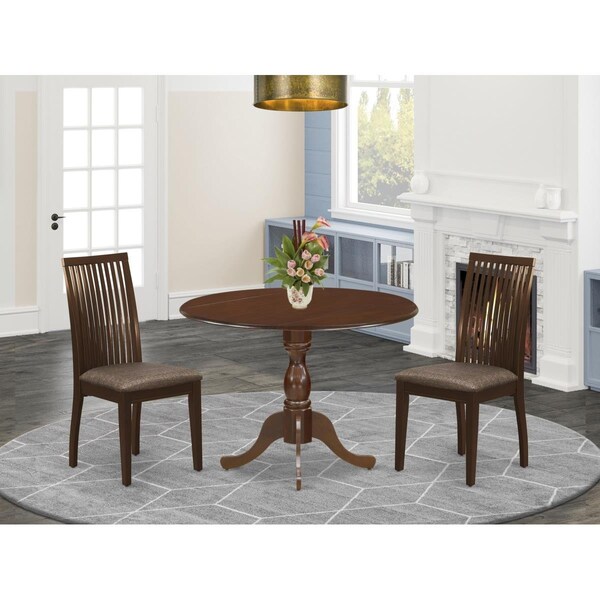 East West Furniture 3 Piece Dublin Dining Room Table Set - Mahogany - DMIP3-MAH-C