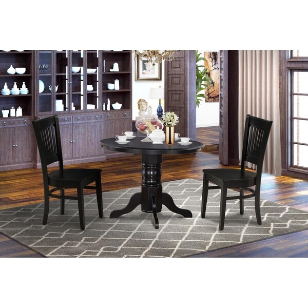 East West Furniture 3 Piece Shelton Modern Dining Table Set - Black - SHVA3-BLK-W