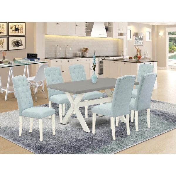East West Furniture 7 Piece X-Style Modern Dining Set - Linen White - X096CE215-7