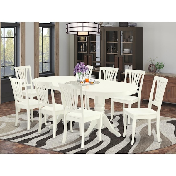 East West Furniture 9 Piece Vancouver Dining Room Set - Linen White - VAAV9-LWH-W