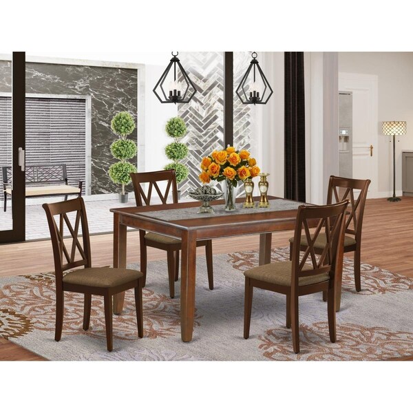 East West Furniture 5 Piece Dudley Dining Set - Mahogany - DUCL5-MAH-C
