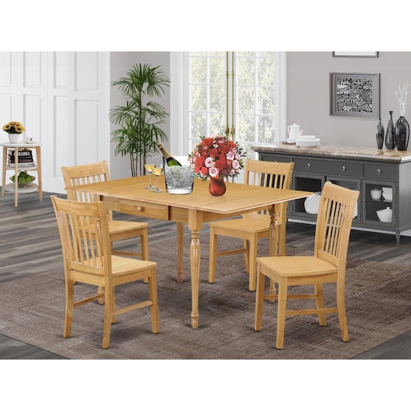 East West Furniture 5 Piece Monza Modern Dining Table Set - Oak - MZNO5-OAK-W