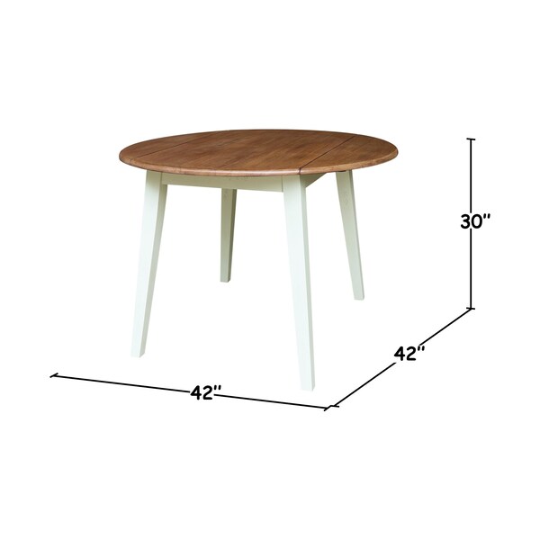 Whitewood Industries Rectangular Dual Drop Leaf Dining Table, 42 in W, 30 in L, 42 in H, Parawood, Hickory/Shell - T79-42DL