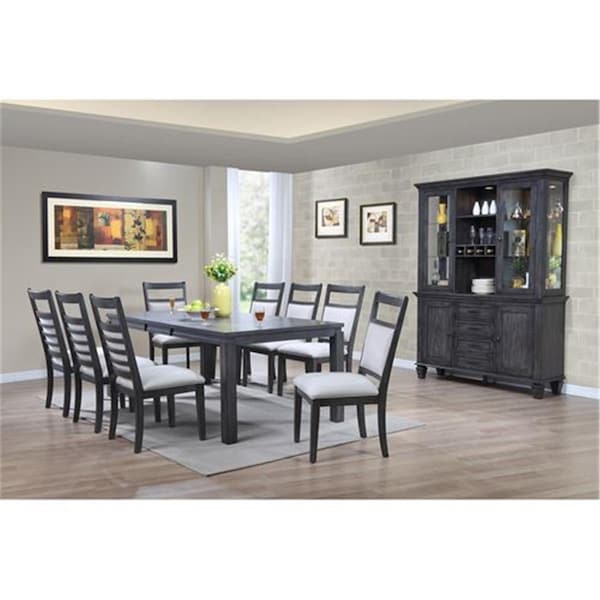 Fine-Line Shades of Gray 11 Piece Dining Set with China Cabinet - FI1209024