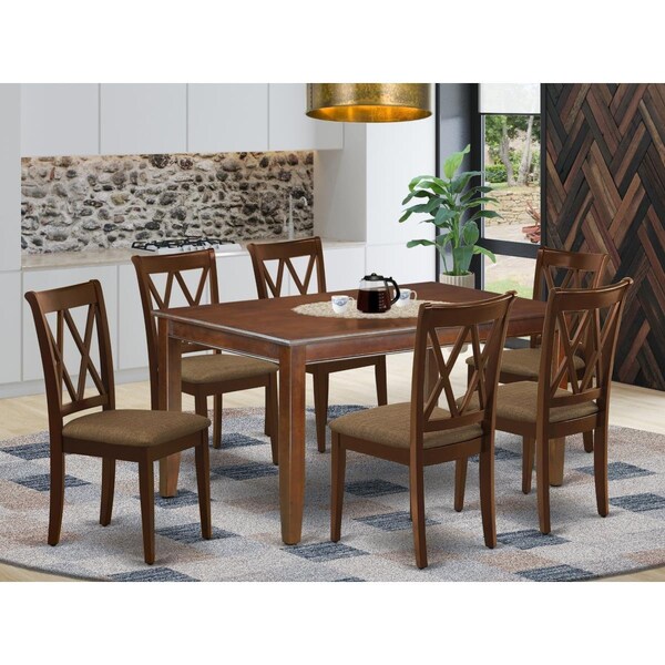 East West Furniture 7 Piece Dudley Dinette Set - Mahogany - DUCL7-MAH-C