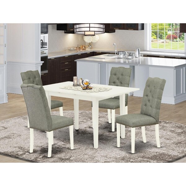 East West Furniture 5 Piece Norfolk Kitchen Dining Table Set - Linen White - NOEL5-LWH-07