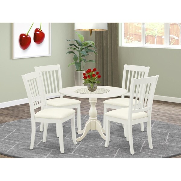East West Furniture 5 Piece Dublin Dining Room Set - Linen White - DMDA5-LWH-C