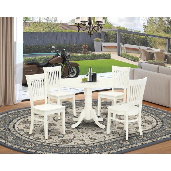 East West Furniture 5 Piece Dublin Dinette Room Set - Linen White - DLVA5-LWH-W