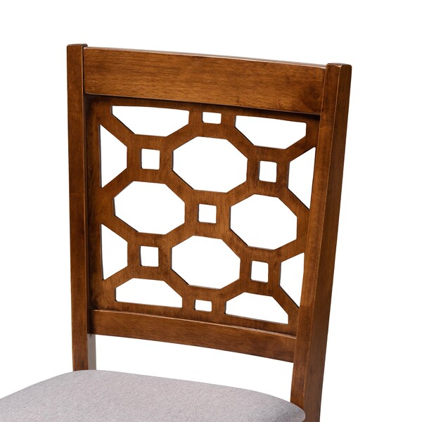 Baxton Studio Henry Grey Upholstered and Walnut Wood 5-Piece Dining Set - 171-10951-8959