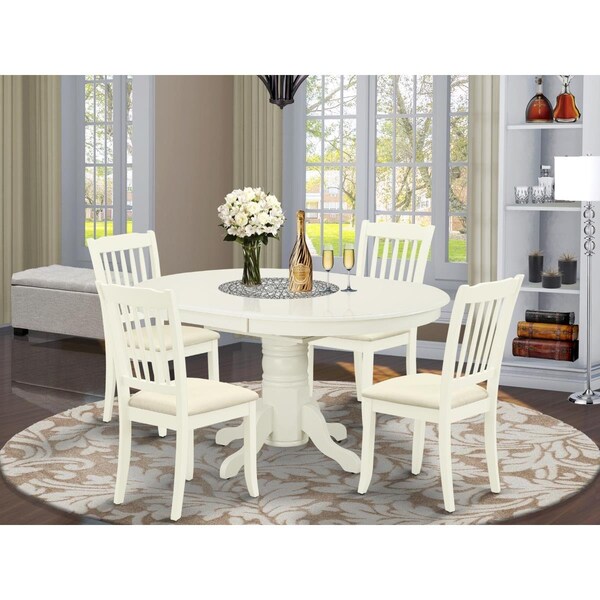 East West Furniture 5 Piece Avon Dining Set - Linen White - AVDA5-LWH-C