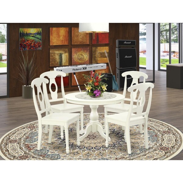 East West Furniture 5 Piece Hartland Kitchen Furniture Set - Linen White - HBKE5-LWH-W