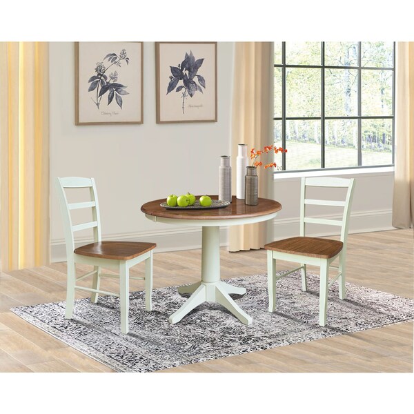 Whitewood Industries Rectangular Extension Dining Table W/ 2 Chairs, 36 in W, 30.1 in L, 48 in H, Parawood, 3 - K79-36RXT-27B-C2-2