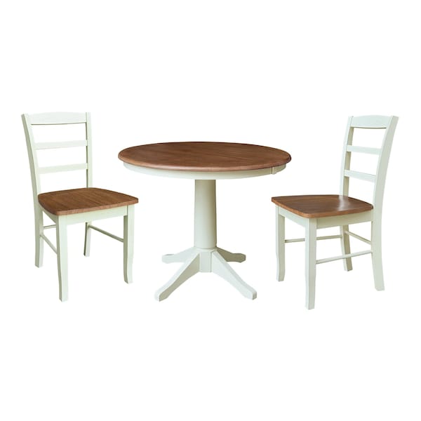 Whitewood Industries Rectangular Extension Dining Table W/ 2 Chairs, 36 in W, 30.1 in L, 48 in H, Parawood, 3 - K79-36RXT-27B-C2-2