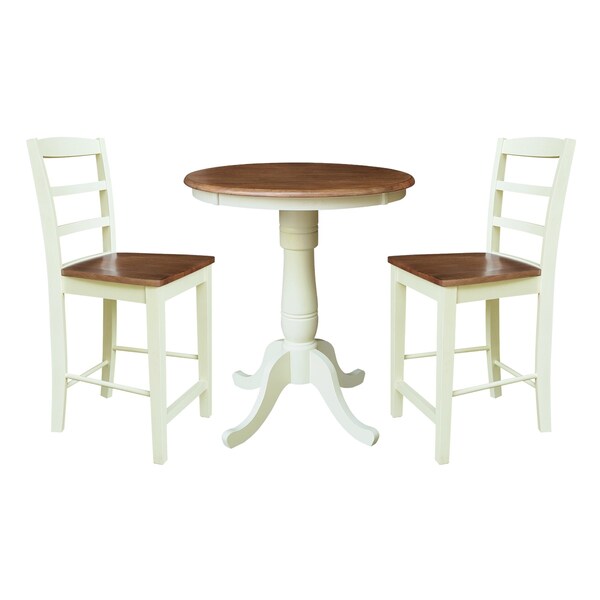 Whitewood Industries Rectangular Fixed Top Table W/ 2 Stools, 30 in W, 35.1 in L, 30 in H, Parawood, Hickory/Shell - K79-30RT-6B-S402-2