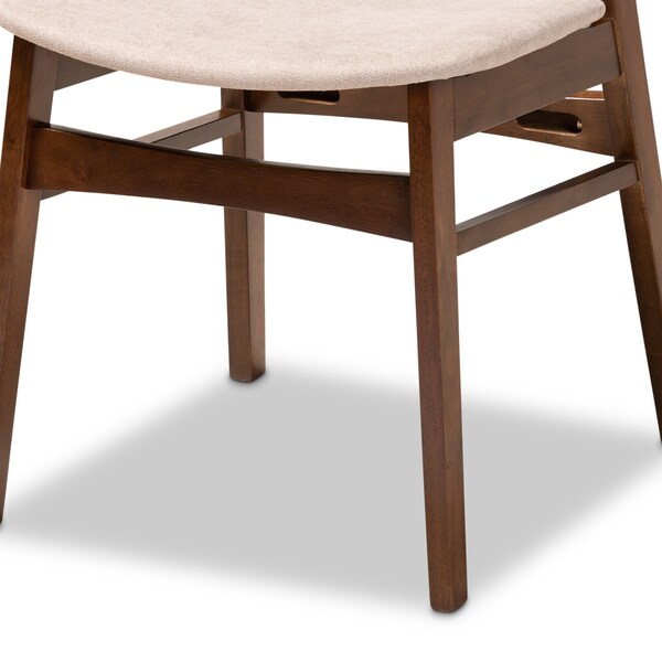 Baxton Studio Paras Mid-Century Transitional Light Beige Fabric and Walnut Brown Finished Wood 5-PC Dining Set - 178-10809-11082-ZORO