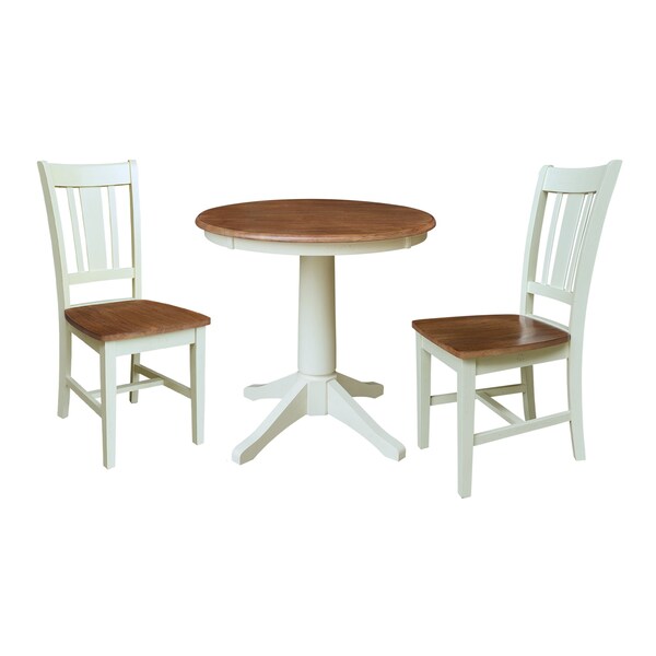 Whitewood Industries Rectangular Fixed Top Table W/ 2 Chairs, 30 in W, 29.9 in L, 30 in H, Parawood, Hickory/Shell - K79-30RT-27B-C10-2