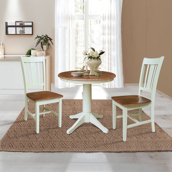 Whitewood Industries Rectangular Fixed Top Table W/ 2 Chairs, 30 in W, 29.9 in L, 30 in H, Parawood, Hickory/Shell - K79-30RT-27B-C10-2