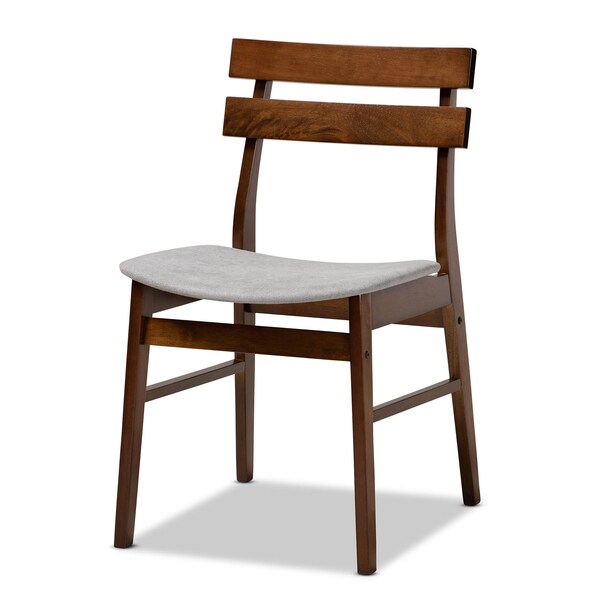 Baxton Studio Eiko Light Grey Upholstered and Walnut Wood 5-Piece Dining Set - 168-10816-10808