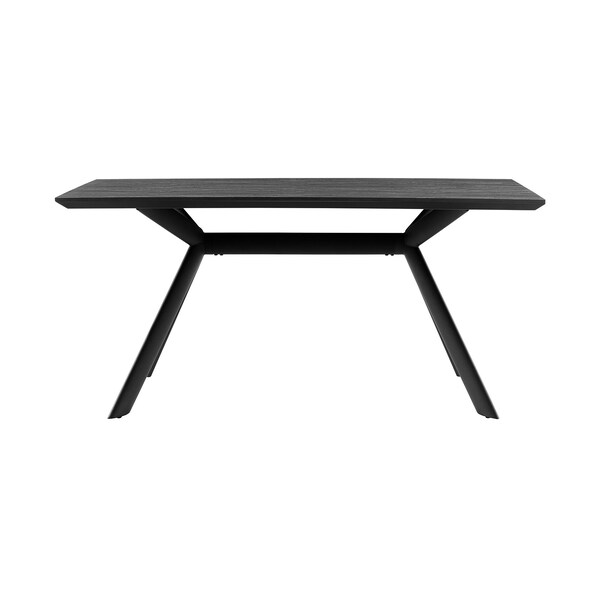 Armen Living Margot and Rylee 7 Piece Modern Rectangular Dining Set in Black Melamine Wood and Blue Fabric - SETMNDI7RYBLU