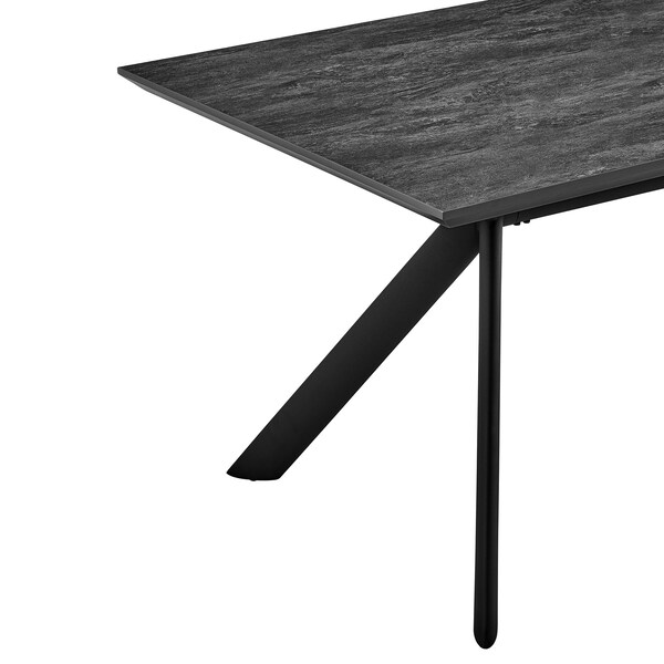 Armen Living Margot and Rylee 7 Piece Modern Rectangular Dining Set in Black Melamine Wood and Blue Fabric - SETMNDI7RYBLU