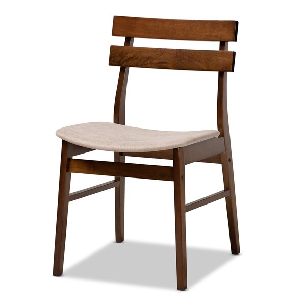 Baxton Studio Richmond Mid-Century Light Beige Fabric and Walnut Brown Finished Wood 5-PC Dining Set - 180-10815-11082-ZORO