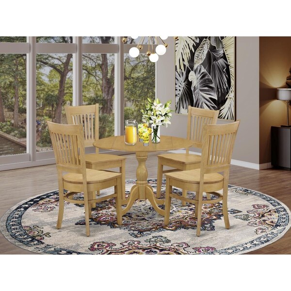 East West Furniture 5 Piece Dublin Dining Room Set - Oak - DMVA5-OAK-W