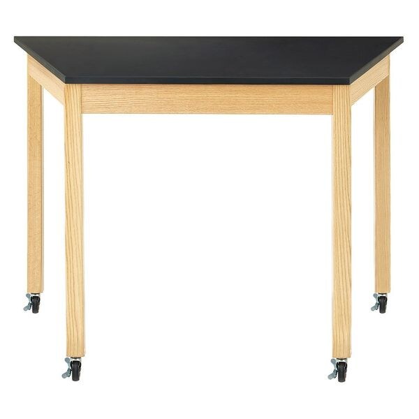 Diversified Spaces Trapezoid Trapezoid Table, Casters, 24" W, 26" L, 36" H, ChemGuard Laminate, Black - TZ7602BK36C