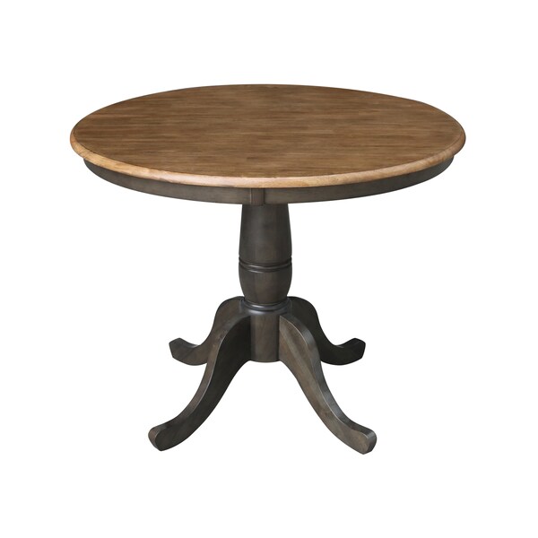 International Concepts Round 36 in Rd Top Pedestal Table, 2 X-Back Chairs, Hickory/Washed Coal, 36 in W, 36 in L, 29.1 in H - K45-36RT-C613-2