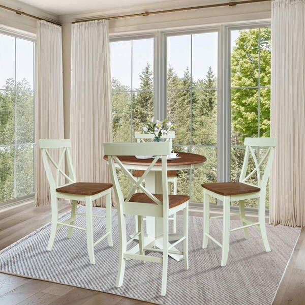 Whitewood Industries Rectangular Extension Dining Table W/ 4 Counter Height Stools, 36 in W, 36.1 in L, 48 in H, 5 - K79-36RXT-23-S6132-4