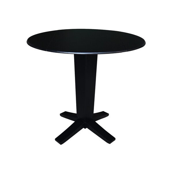 International Concepts 42 in. Solid Wood Dual Drop Leaf Dining Table with 4 Counter Height Stools in Black - K46-42DPT-23B-S102-4