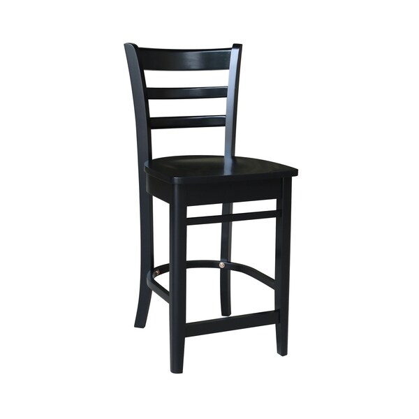International Concepts 30 in. Solid Wood Round Top Pedestal Dining Table w/2 Counter Height Stools in Distressed Oak/Black - K42-30RT-23-S46-6172-2
