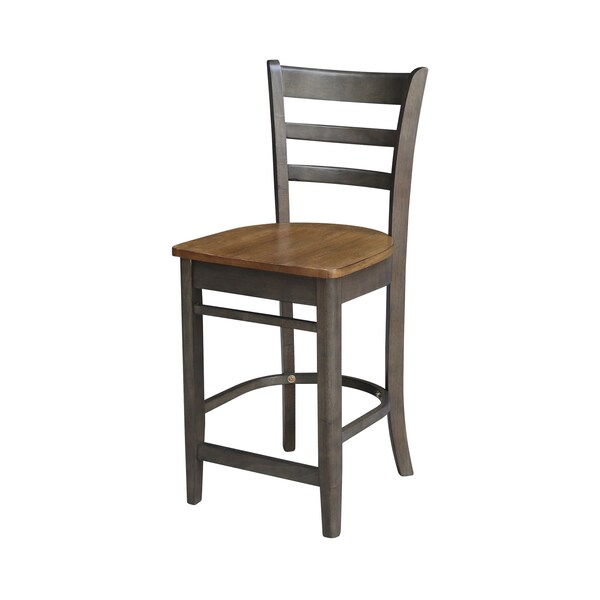 International Concepts Round 36 in Rd Ped Gathering Ht Table, 2 Emily Counter Ht Stools, Hickory/Coal, 36 in W, 36 in L - K45-36RT-27B-S6172-2