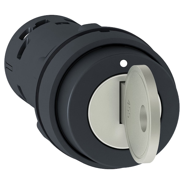 Schneider Electric Monolithic key switch selector, Harmony XB7, plastic, black, 22mm, key 455, 3 positions, stay put, 2NO - XB7NG33