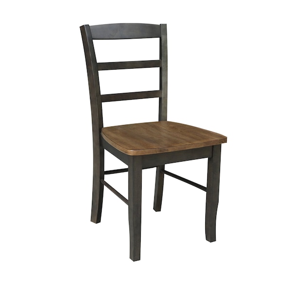 International Concepts 36 in. Round Extension Dining Table with Leaf and 4 Madrid LadderBack Chairs - 5 Piece Dining Set - K45-36RXT-27B-C2-4