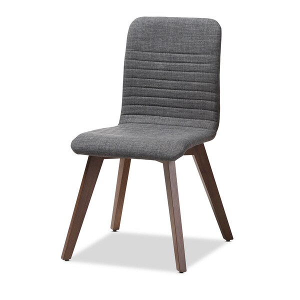 Baxton Studio Sugar Dark Grey Upholstered Walnut Wood Finished 5-Piece Dining Set - 144-6796-7946