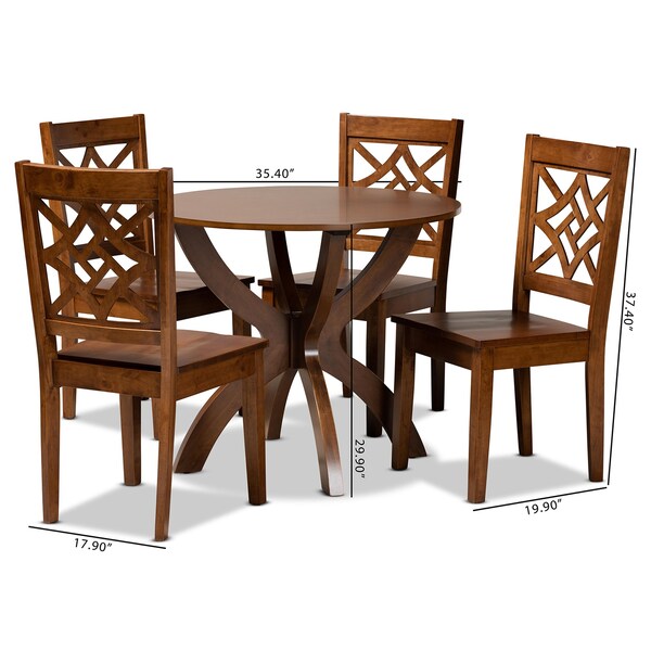 Baxton Studio Anila Modern and Contemporary Walnut Brown Finished Wood 5-Piece Dining Set - 179-11388-10901-ZORO