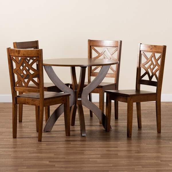 Baxton Studio Anila Modern and Contemporary Walnut Brown Finished Wood 5-Piece Dining Set - 179-11388-10901-ZORO