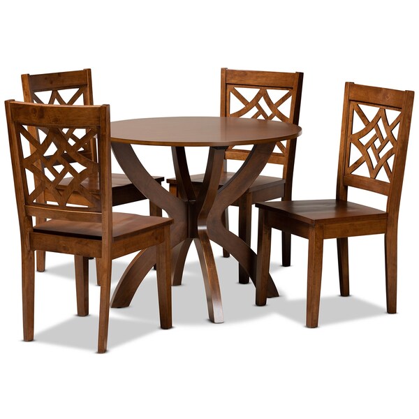 Baxton Studio Anila Modern and Contemporary Walnut Brown Finished Wood 5-Piece Dining Set - 179-11388-10901-ZORO