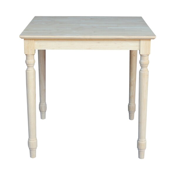 International Concepts Square Solid Wood Top Table, Turned Legs, Unfinished, 30 in W, 30 in L, 30 in H, Wood, Unfinished - K-3030-330T