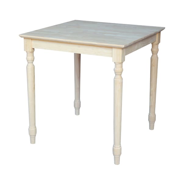 International Concepts Square Solid Wood Top Table, Turned Legs, Unfinished, 30 in W, 30 in L, 30 in H, Wood, Unfinished - K-3030-330T