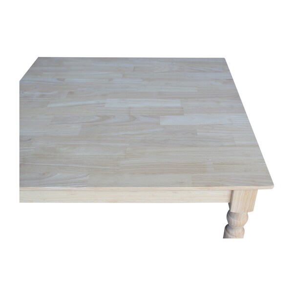 International Concepts Square Solid Wood Top Table, Turned Legs, Unfinished, 30 in W, 30 in L, 30 in H, Wood, Unfinished - K-3030-330T
