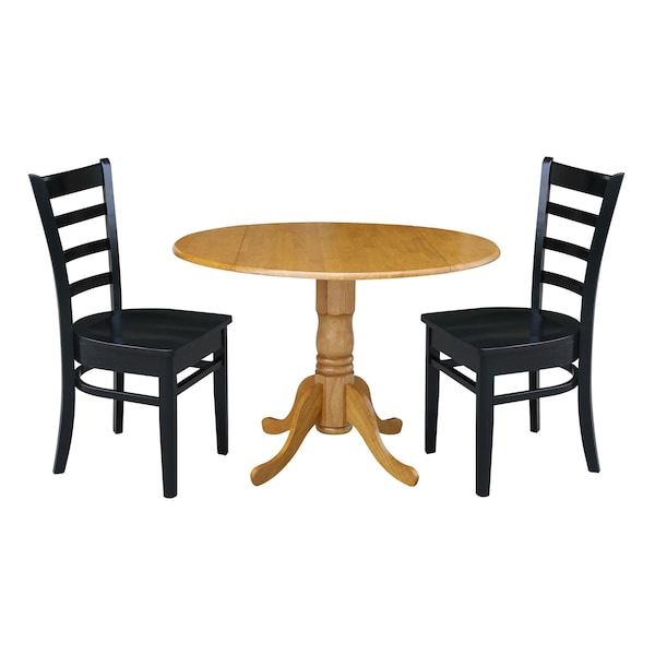 International Concepts 42 in. Dual Drop Leaf Table with 2 Ladder Back Dining Chairs - 3 Piece Dining Set - K04-42DP-C46-617P