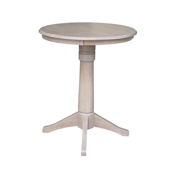 International Concepts Round 30 in Round Top Pedestal Table, 40.9 inH, Washed Gray Taupe, 30 in W, 30 in L, 41.9 in H - K09-30RT-27B-6B-2