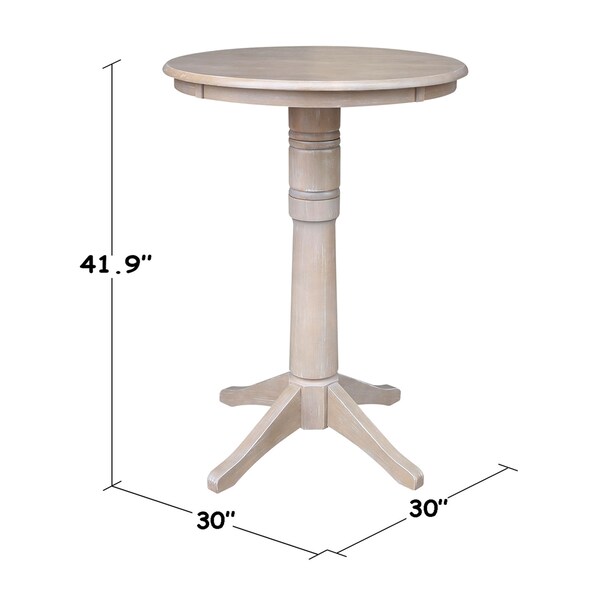 International Concepts Round 30 in Round Top Pedestal Table, 40.9 inH, Washed Gray Taupe, 30 in W, 30 in L, 41.9 in H - K09-30RT-27B-6B-2