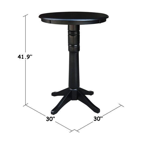 International Concepts Round 30 in Round Top Pedestal Table, 40.9 inH, Black, 30 in W, 30 in L, 41.9 in H, Wood, Black - K46-30RT-27B-6B-2